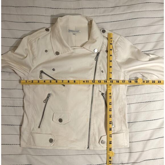Rebecca Minkoff | Women’s Asymmetrical Zippers Moto Jacket Linen Cotton White -S - Picture 6 of 6